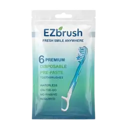 Disposable Pre-Paste Toothbrushes 6 Pcs _ EZbrush