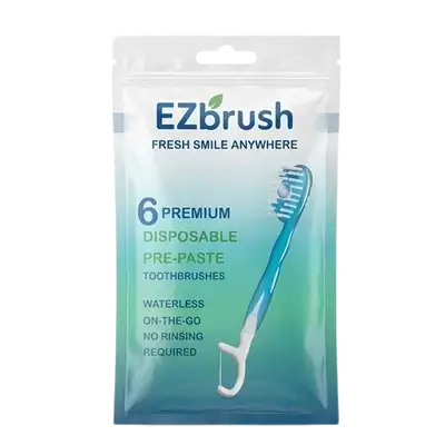 Disposable Pre-Paste Toothbrushes 6 Pcs _ EZbrush