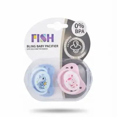 Fish bling baby pacifier 6-12mont 2pcs