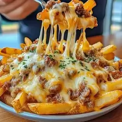 Meat cheese fries & vegetable 