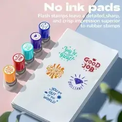 5pcs/Set Teacher Comment Stamps Automatic Ink Pad Stamp, Comment Sensitive Stamp, Education Behavior Stamp, Encouragement Seal, Parent Signature Stamp With 5 Colors