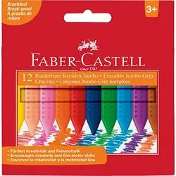 Faber-castell Jumbo Erasable Grip Crayons Box - 12 Colours