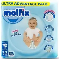 Diapers Molfix number 3 for (4 - 9 kg) 108 Pieces