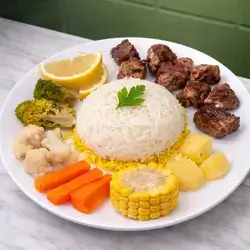 Meat Tikka With Rice & Vegetable