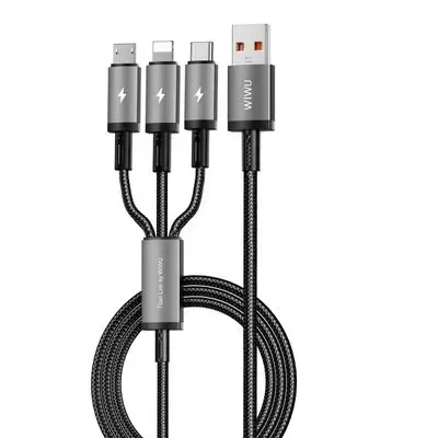 WiWU Wi-C059 3-in-1 USB-A to USB-C, Micro USB & Lightning Cable (1.2M, Grey)
