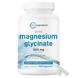Micro Ingredients Pure Magnesium Glycinate 400mg Per Serving, 240 Capsules | Chelated Mineral Supplements with Elemental Form | Non-GMO, Filler Free