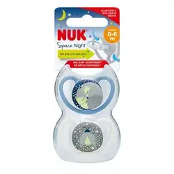 nuk 0-6 space night pacifier 2 pcs with glow effect