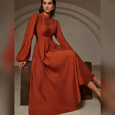 Aveloria Niche Design Loose Lantern Sleeve Mid-Length Dress - Medium