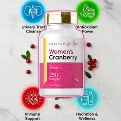 Cranberry Extract for Women, with Vitamin C and E, cranberry for Urinary Tract, Vaginal Health, Kidney Support, UTIs and Bacteria, 250 Softgels cranberry