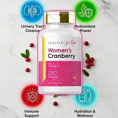 Cranberry Extract for Women, with Vitamin C and E, cranberry for Urinary Tract, Vaginal Health, Kidney Support, UTIs and Bacteria, 250 Softgels cranberry