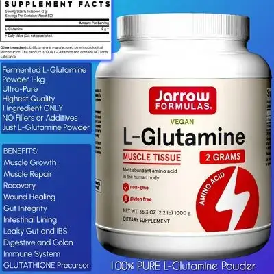 L Glutamine Powder, Pure Fermented Glutamine, Muscle Tissue & Repair, Boosts Muscle Growth, Lean Muscle Mass, Multifunctional Amino Acid, Immunity, Gut, IBS, Wound Healing, Colon & Digestive Support, 1kg Powder glutamine