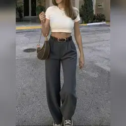 SHEIN Vintage High-Waisted Loose Suit Pants - Larg