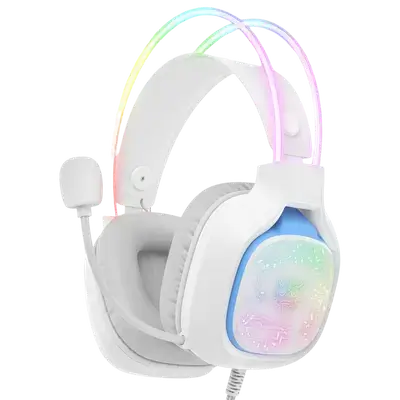ONIKUMA X22 RGB Wired Gaming Headset — White (USB + 3.5 mm, 1.8 m Cable)