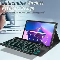 7-Color Backlit Keyboard for Lenovo Tab M10 3rd Gen Case 10.1 inch Magnetic Cover for Lenovo Tab M10 Gen 3 Case
