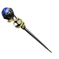 Crystal Wand Blue Glass With Gold Snake 27cm