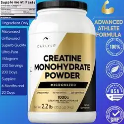 Creatine Monohydrate Powder, 5000mg, 200 Servings, Micronized Creatine Monohydrate, Unflavored, Micronized Creatine Supplement, Vegan, Non-GMO, Gluten Free, USA Made, 1KG Creatine