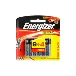 Energizer E92Bp12 Alkaline AAA Max Battery Value Pack (8 + 4 Free)