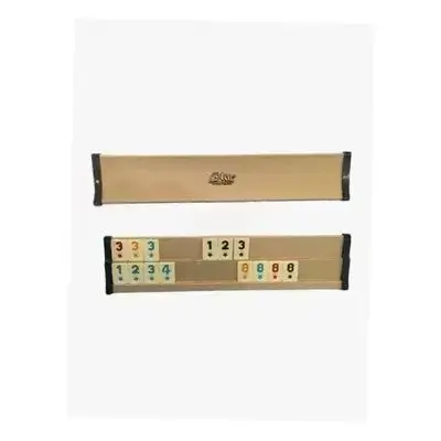 Okey - Wooden Curved Rummy Set - Dark Silver