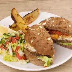 Beef burger with eggs