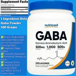 Nutricost Pure GABA Powder, (Gamma Aminobutyric Acid), GABA, Gaba powder, Supports Calmness, Relaxation, sleep and stress, Growth Hormone Secretion, Muscle gain, memory and focus, (500 Grams/1.1 pounds) gaba