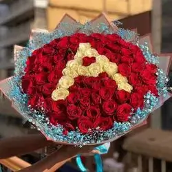 Bouquet Of 80 Red Roses & White (A) Roses