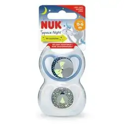 Nuk Space Night Pacifier 0-6 M 2Pcs |