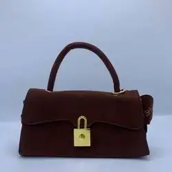 Brown Suede Padlock Handbag