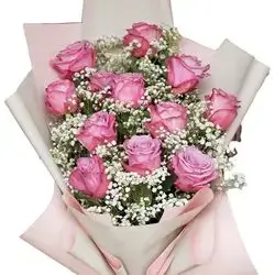 Rose Bouquet With Gypsum