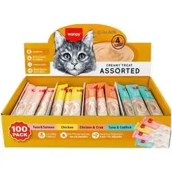WANPY Assorted CREAMY TREATS FOR CATS 100x14g