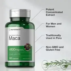 Horbaach Men's & Women's Gluten-free Maca Root Capsules (4800mg,120 Pills)