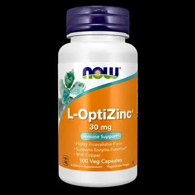 NOW L-OptiZinc® 30 mg, ZINC , ZINC with COPPER, Superior Absorption & Higher Retention, 100 caps Zinc