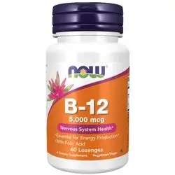 Now Vitamin B-12 5000 mcg+Folic, 60 таb