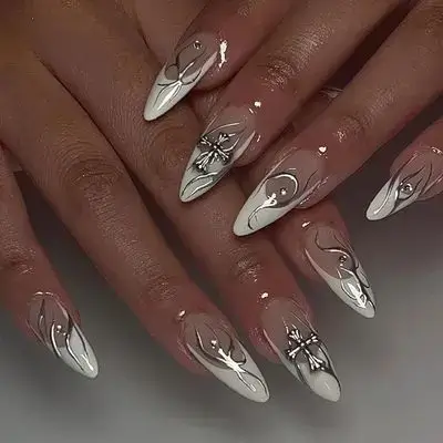 24PCS Almond Medium Pressed On Nails