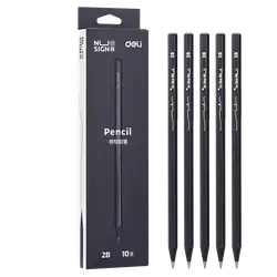 Deli Pencil - Series 2B HB Graphite Pencil Black Colour Wood Pencil Smooth Writing [10pcs/Per Box]