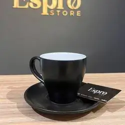 Black / White Latte Cups And Saucer 280cc