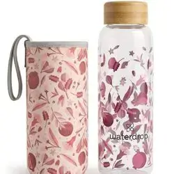 Waterdrop Glass Bottle with Neoprene Sleeve – Berry – 400ml