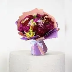 Purple Wrapped Mixed Flower Bouquet