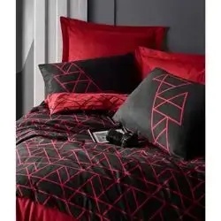 Asir Cotton Box Shadow Claret Maroon Single. Person Linen Fitted