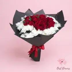 Bouquet Flowers- Red&White