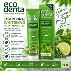 Eco Denta Exceptional Whitening Toothpaste — Bergamot & Lemon Essential Oils, Fluoride-Free, 75 ml