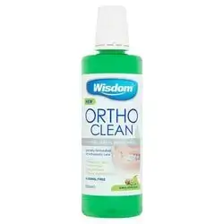 Wisdom Ortho Clean Antibacterial Mouthwash 500ml Kiwi and Apple Mint