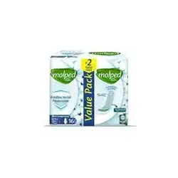 Molped Extra Hygiene Anti-Bacterial Extra Long Sanitary Pads, 14+2 Pieces