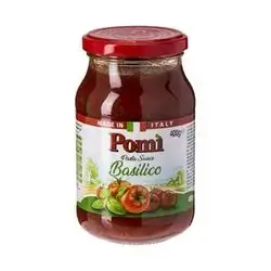 Pomi Basilico Basil Italian Pasta Sauce Glass Jar, 400g