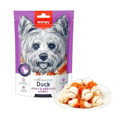 Wanpy Duck jerky & Rawhide Wraps Treat for dogs 100g
