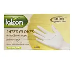 FALCON LATEX GLOVES PRE-POWDERED SIZE LARGE 100 GLOVES
