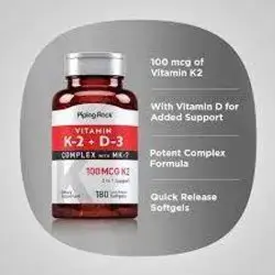 Vitamin K-2 Complex 100 mcg with D3 5000 IU, 180 Quick Release Softgels