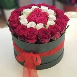 Box Of Red And White Roses
