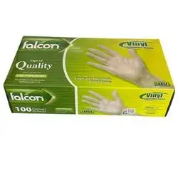 FALCON VINYL EXAMINATION GLOVES SIGN OF QUALITY PRE - POWDERED SIZE MEDIUM 100 GLOVES