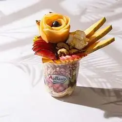 Fruit Salad Cup with Kaymak, Honey & Nuts