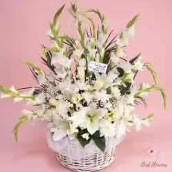 Basket Of Flowers-White
